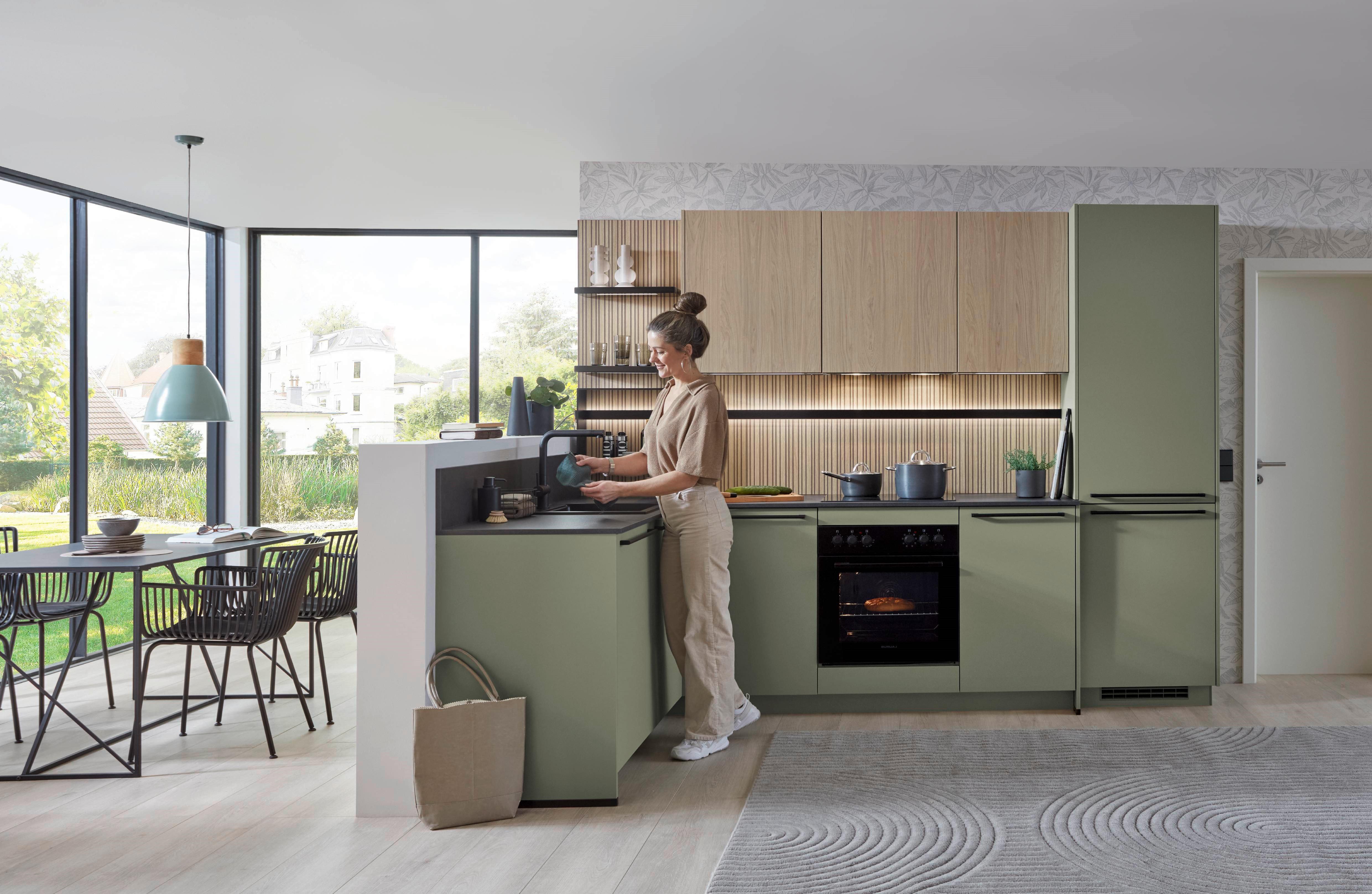 Eckküche Sidney/singapur - Eichefarben/Schwarz, Design, Holzwerkstoff (191,6/288cm)