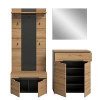 Garderobe Canu 4-Teilig Eiche Artisan/Grau B: 175 cm - Eiche Artisan, Design, Holzwerkstoff (175/190/37cm) - Livetastic