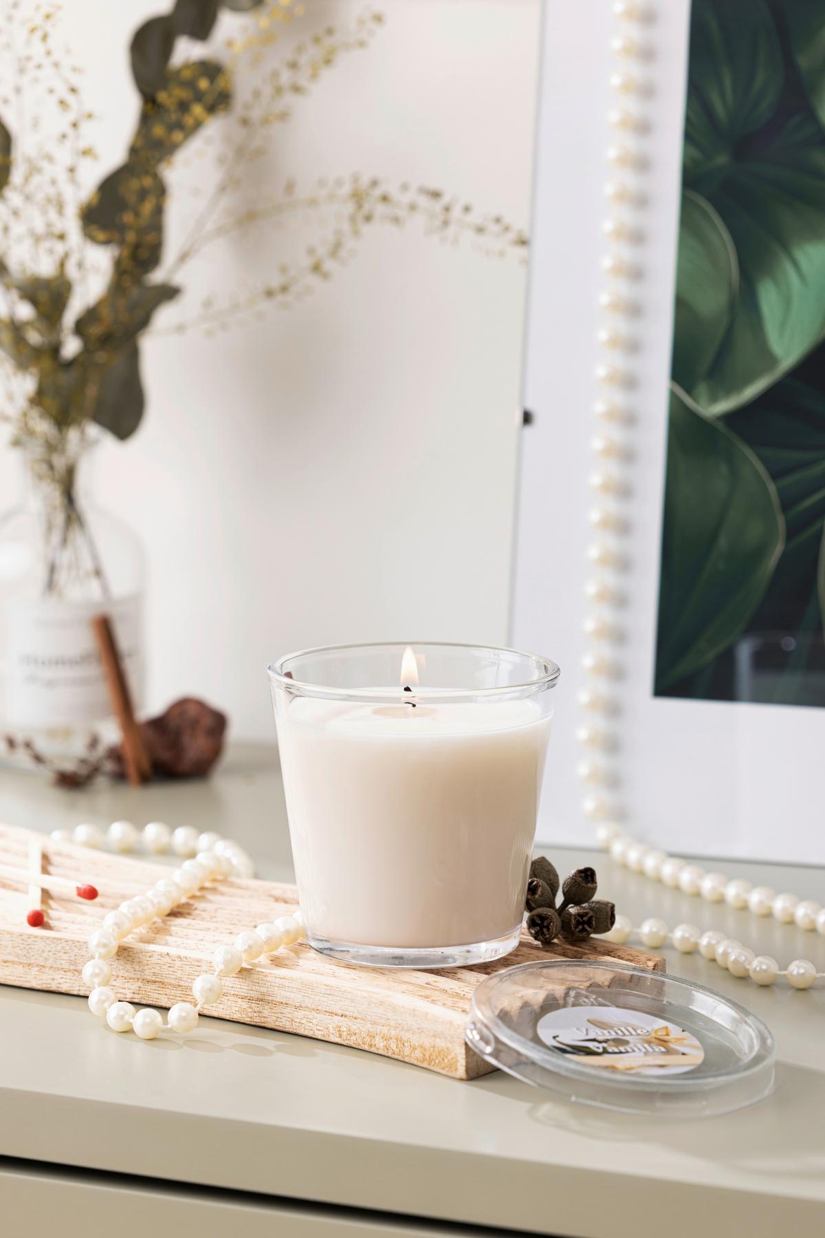 Kerze im Glas Maurice - Klar/Creme, KONVENTIONELL, Glas/Paraffin (7,5/7,5cm) - Ondega