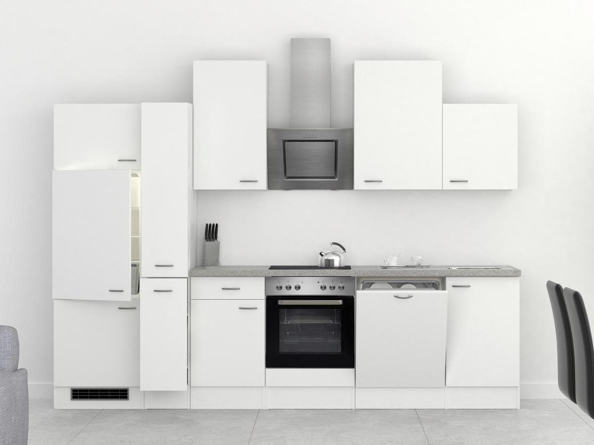 Küchenzeile Wito mit Geräten 310 cm Weiß/Grau Modern - Hellgrau/Weiß, MODERN, Holzwerkstoff (310cm) - FlexWell