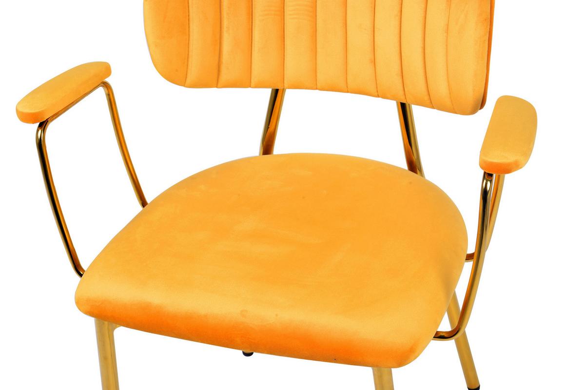 SADA STOLIČIEK S PODRÚČKAMI KIAN - oranžová/zlatá, Modern, kov/textil (63/80/51cm) - MID.YOU