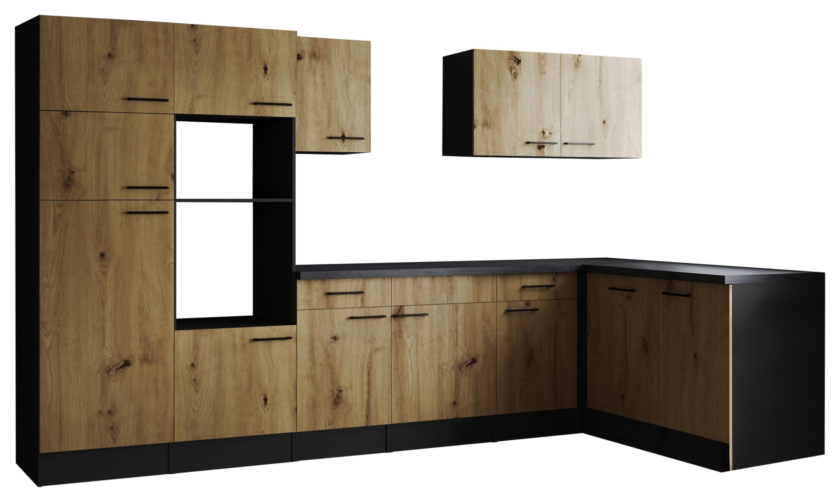 Eckküche Oliver Artisan Dekor S: 340x172 Cm - Eiche Artisan/Grau, Design, Holzwerkstoff (340/172cm) - Respekta