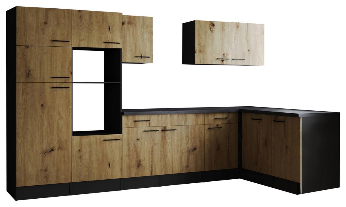 Eckküche Oliver Artisan Dekor S: 340x172 Cm - Eiche Artisan/Grau, Design, Holzwerkstoff (340/172cm) - Respekta