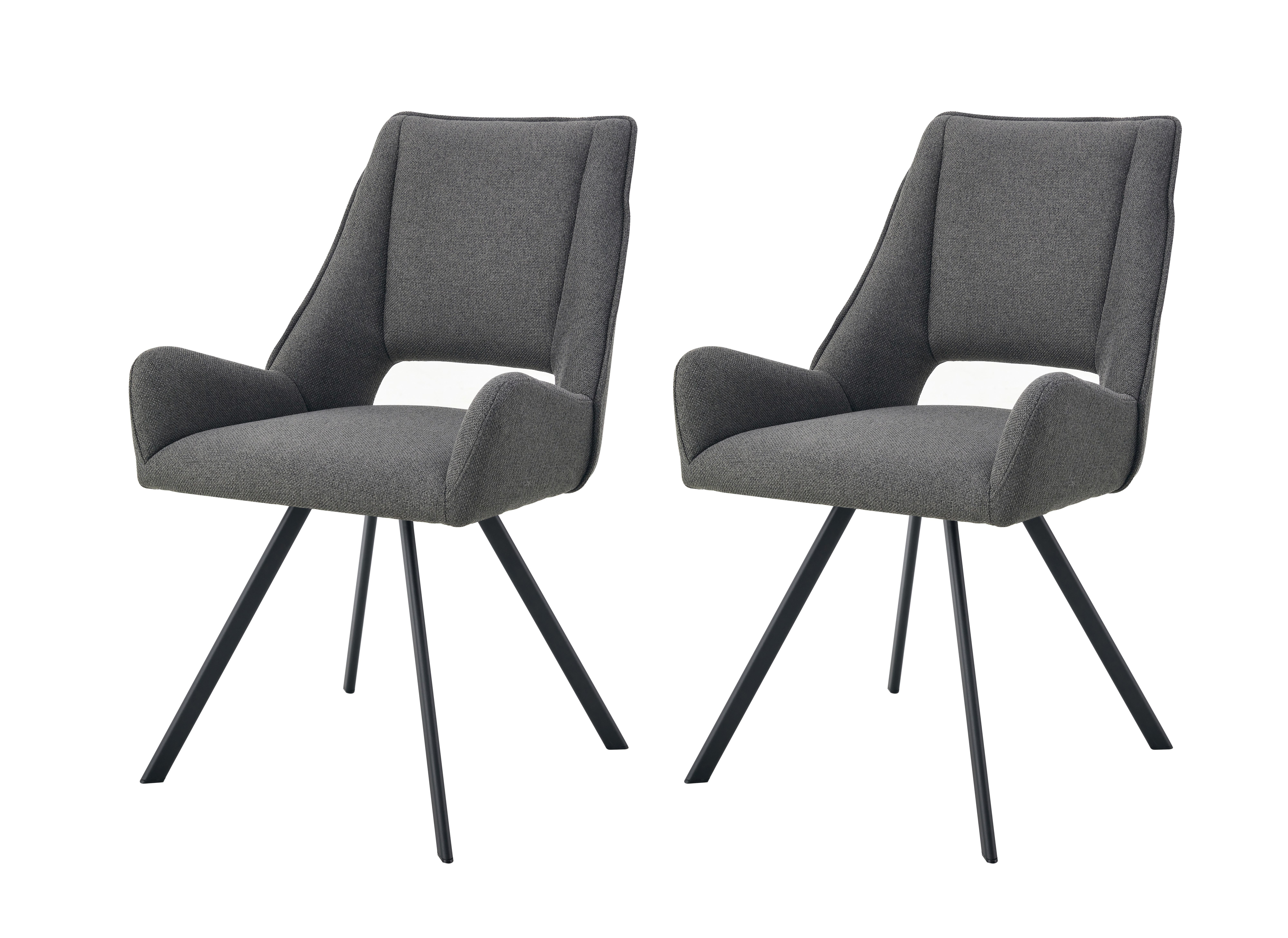 Stuhl-Set Helen Anthrazit B: 56 cm - Anthrazit/Schwarz, MODERN, Textil/Metall (56/91/63cm) - MID.YOU