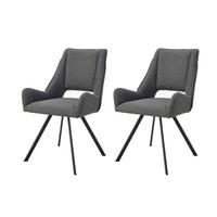 Stuhl-Set Helen Anthrazit B: 56 cm - Anthrazit/Schwarz, MODERN, Textil/Metall (56/91/63cm) - MID.YOU