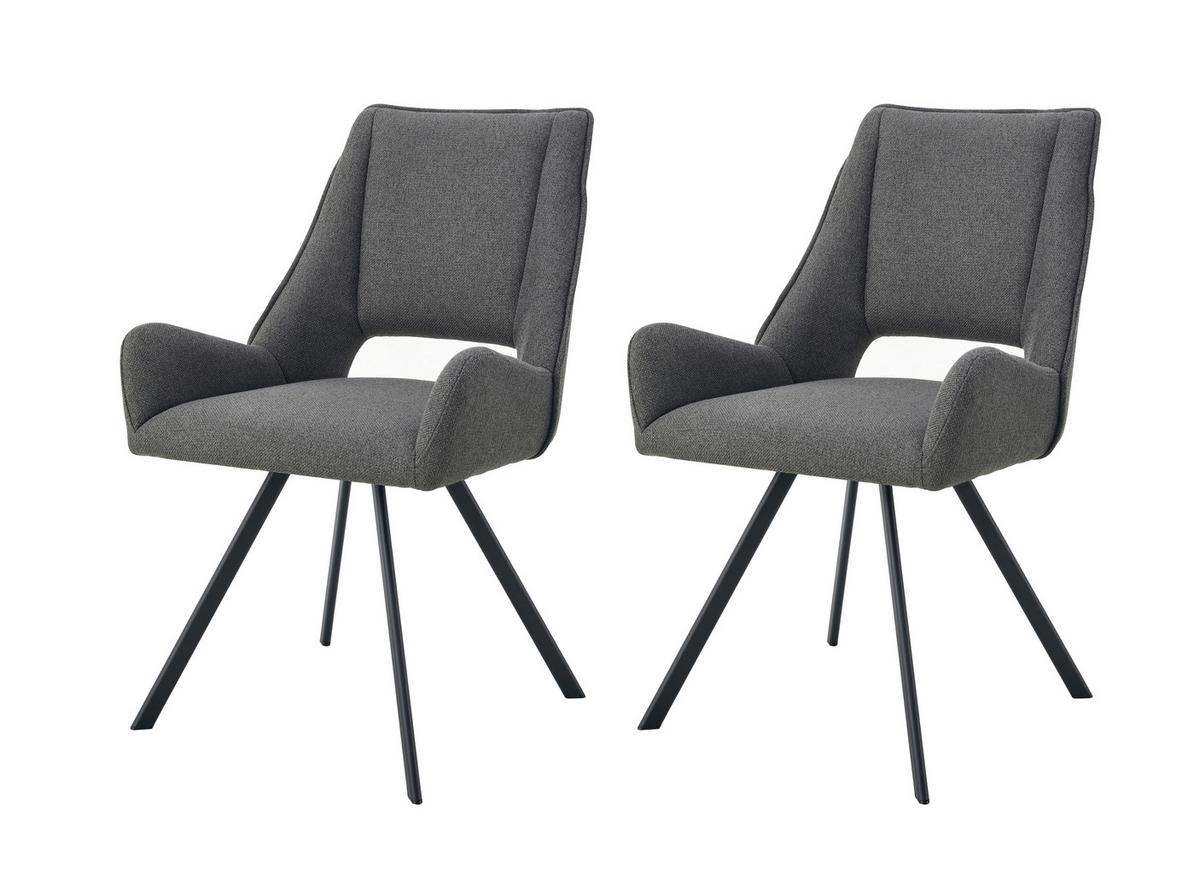 Stuhl-Set Helen Anthrazit B: 56 cm - Anthrazit/Schwarz, MODERN, Textil/Metall (56/91/63cm) - MID.YOU