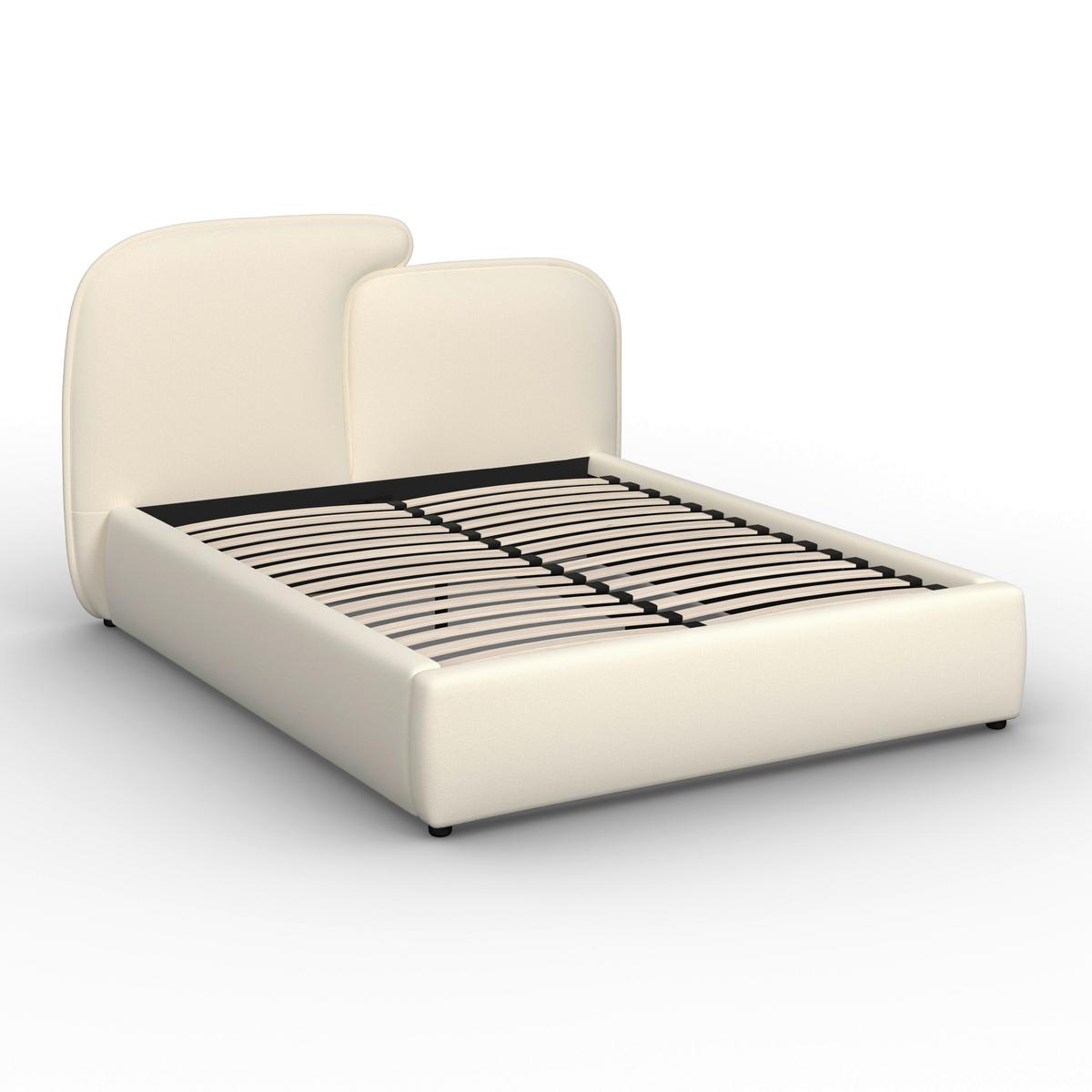 Čalouněná postel EMBRACE 160x200 cm, slonovinová - černá/barvy dubu, Moderní, kov/dřevo (160/200cm) - Bessagi Home