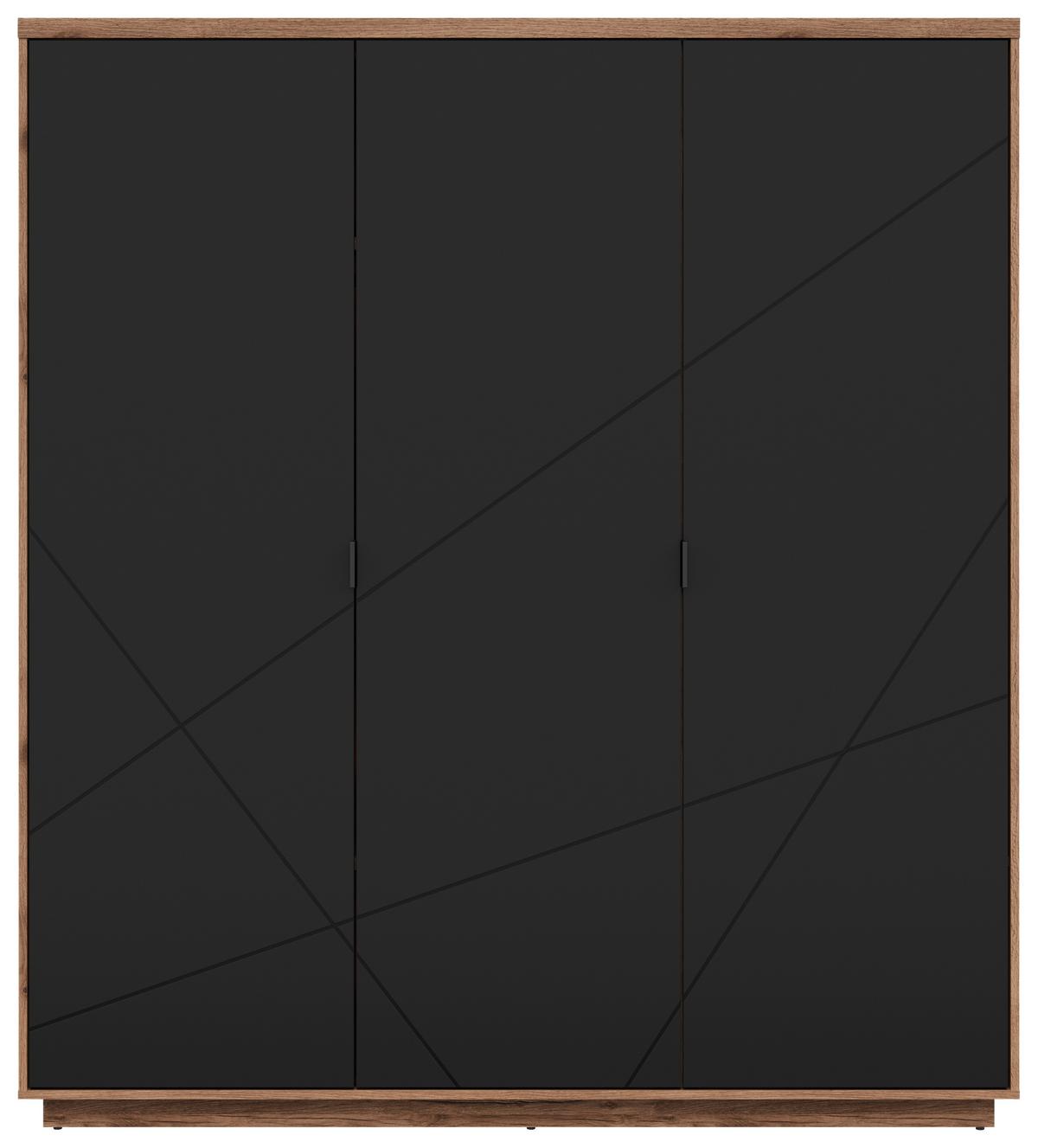 Drehtürenschrank Forn - Eichefarben/Schwarz, MODERN, Holzwerkstoff (180/200,5/56,5cm) - MID.YOU