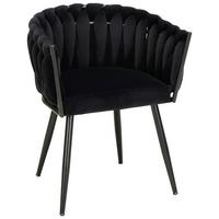 Židle s područkami černá samet - černá, Moderní, kov/dřevo (64/78/55cm) - Premium Living