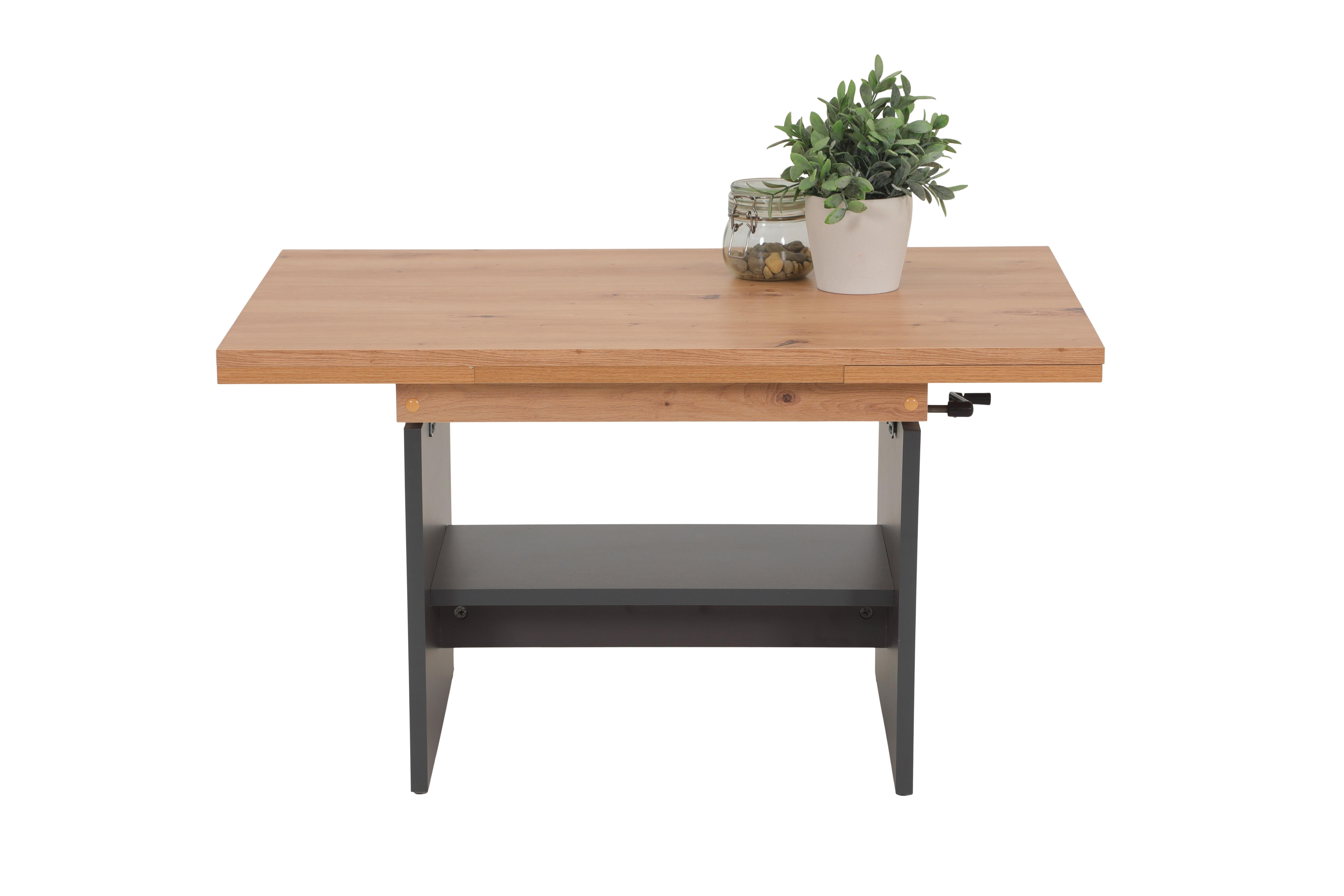 Couchtisch Marcel Eiche Dekor L: 90-142cm - Anthrazit/Eiche Artisan, Design, Holzwerkstoff (90-142/60/47-57cm) - Livetastic