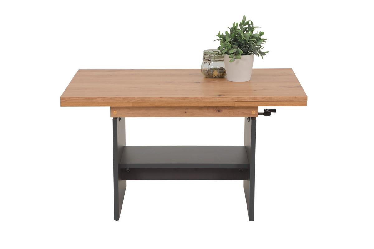 Couchtisch Marcel Eiche Dekor L: 90-142cm - Anthrazit/Eiche Artisan, Design, Holzwerkstoff (90-142/60/47-57cm) - Livetastic