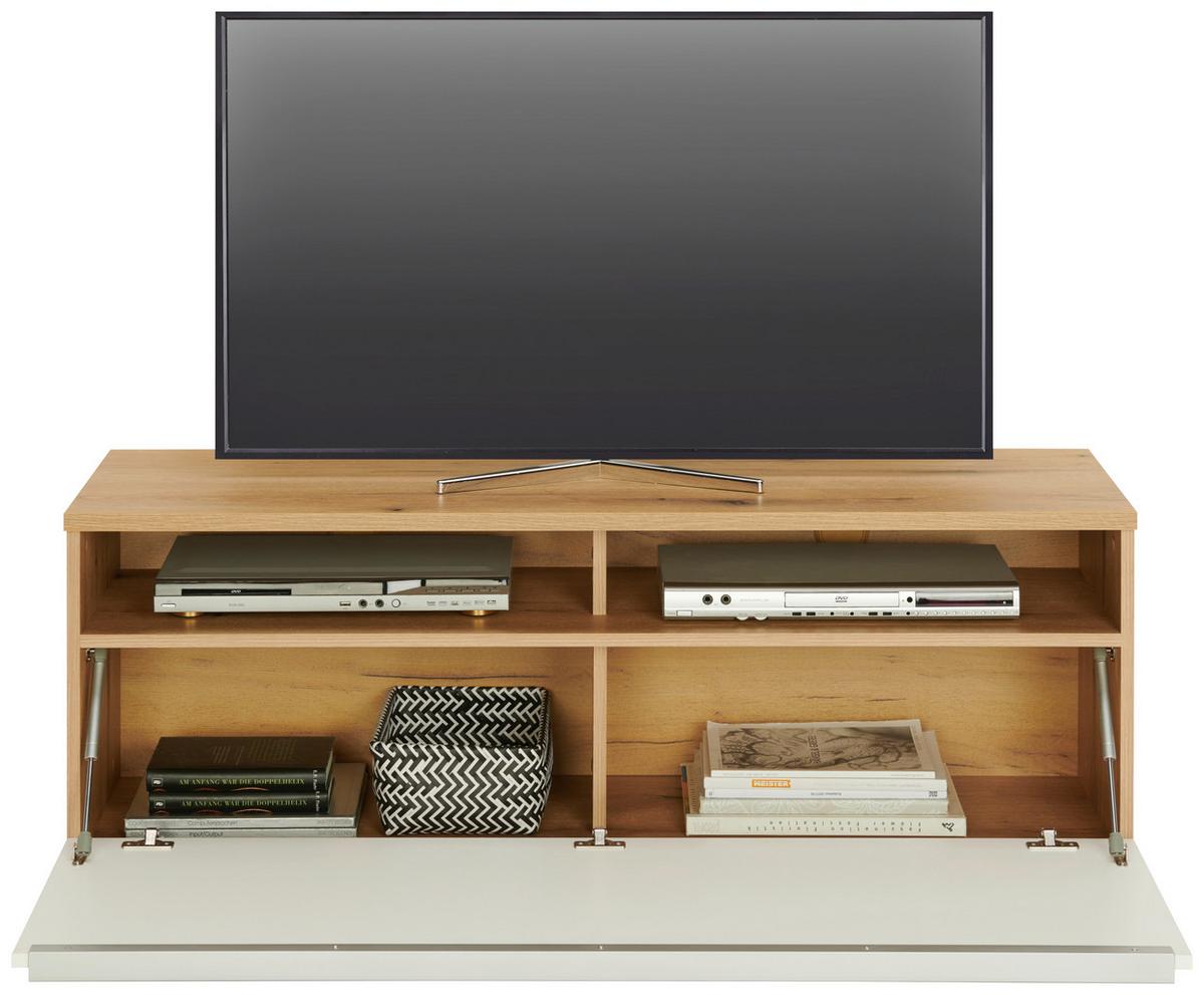 Tv-element Power B: 127,5 Cm Weiß/eiche Dekor - MODERN, Holzwerkstoff (127,5/46/40cm)