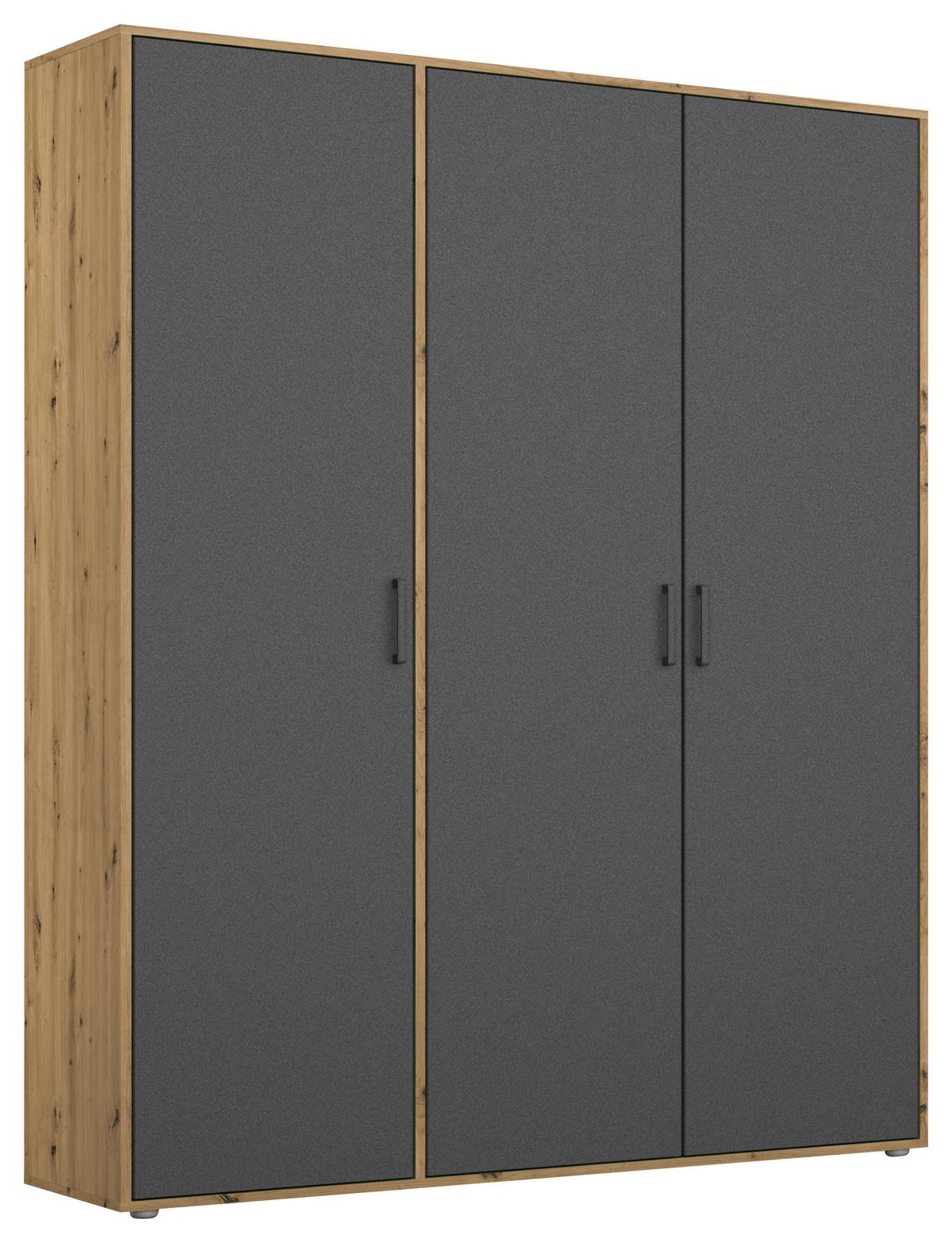 Drehtürenschrank140 cm Voyager Eiche Artisan,grau - Eiche Artisan/Grau, MODERN, Holzwerkstoff (140/194/53cm) - Rauch Möbel
