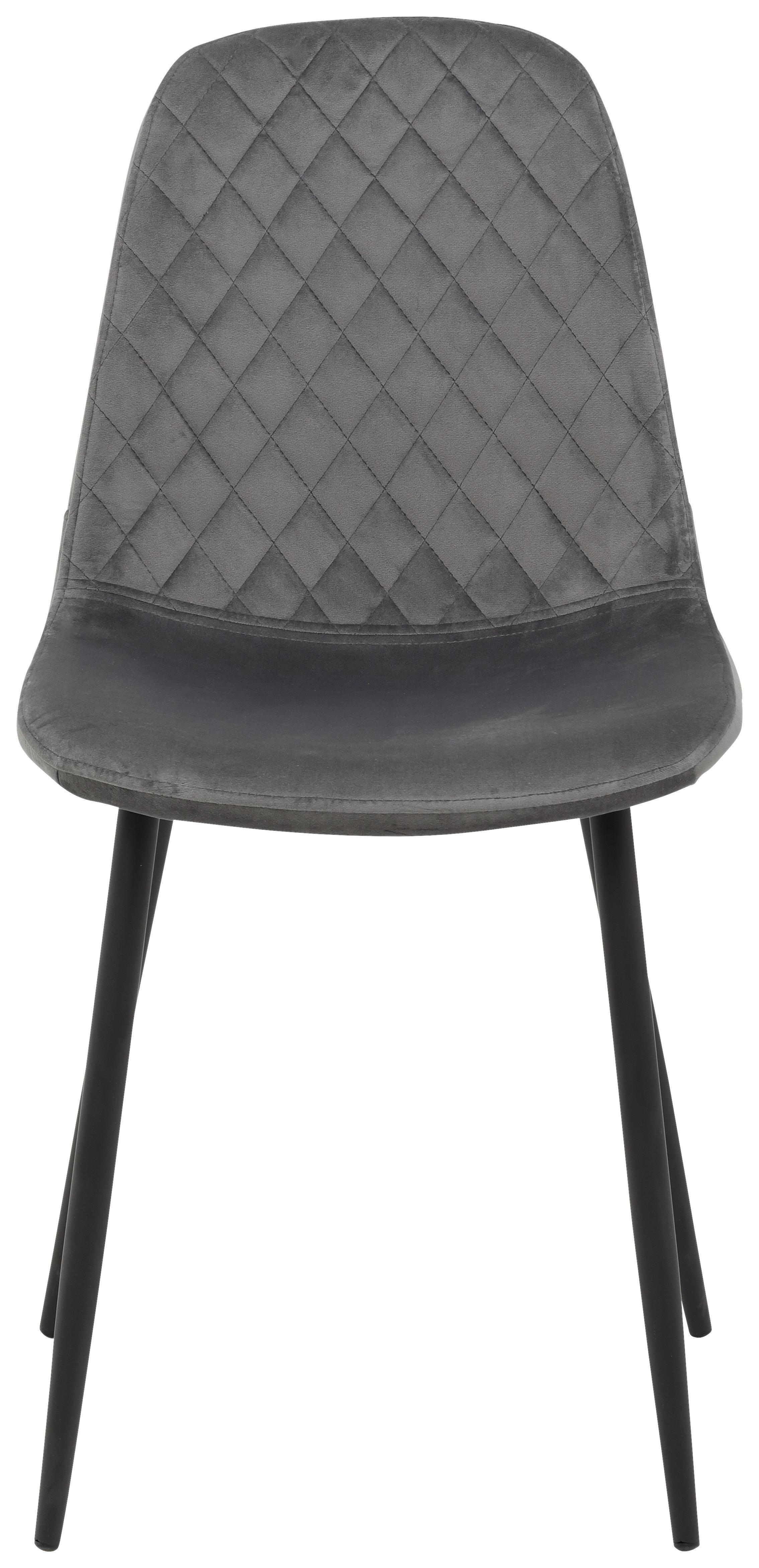 Schalenstuhl Mira Grau Samt Gepolstert - Schwarz/Grau, Basics, Textil/Metall (44/89/53,5cm) - MID.YOU