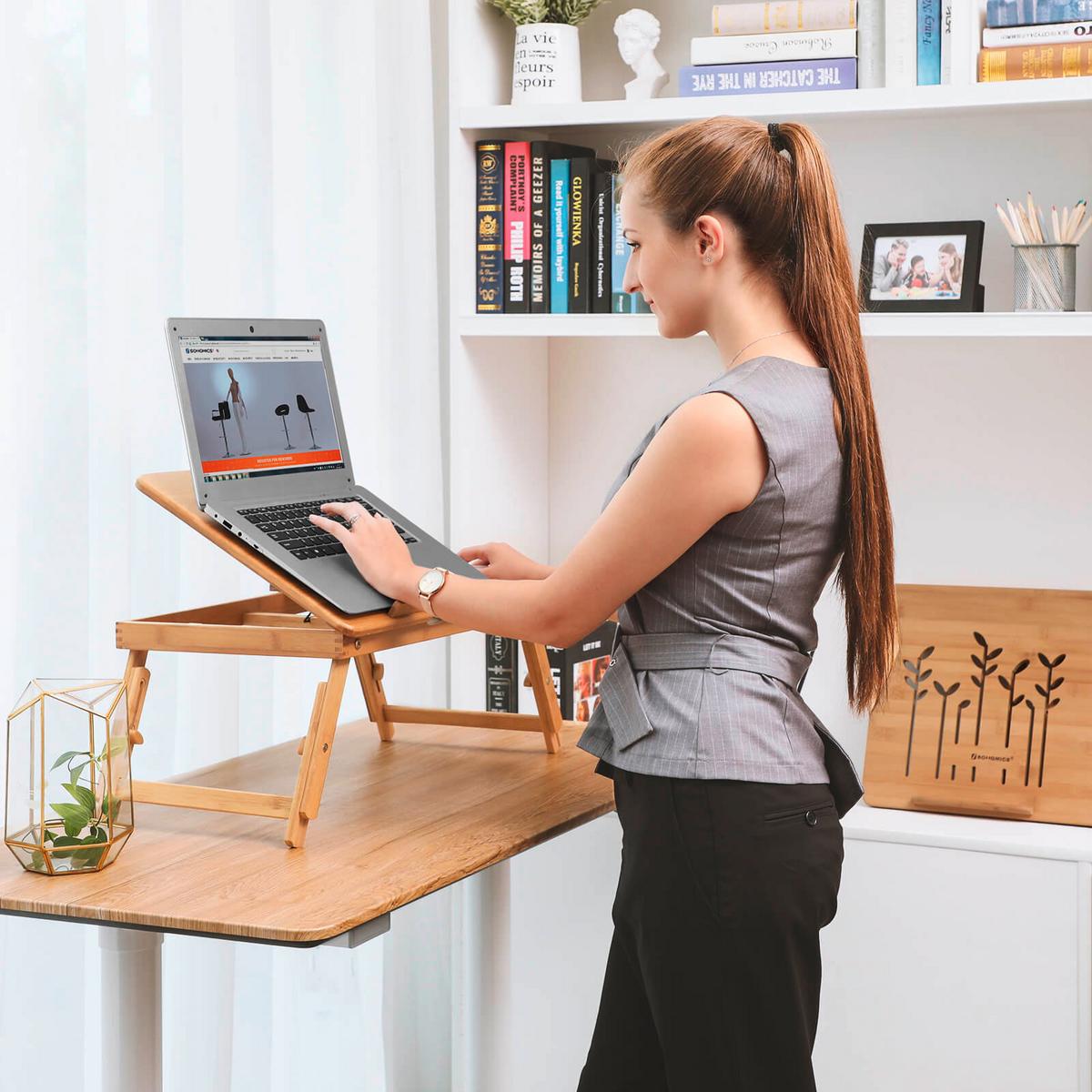 Laptoptisch Bambus Ausziehbar B: 35 Cm, H: 29 Cm - Naturfarben, Basics, Holz (55/35/29cm) - Boxxx