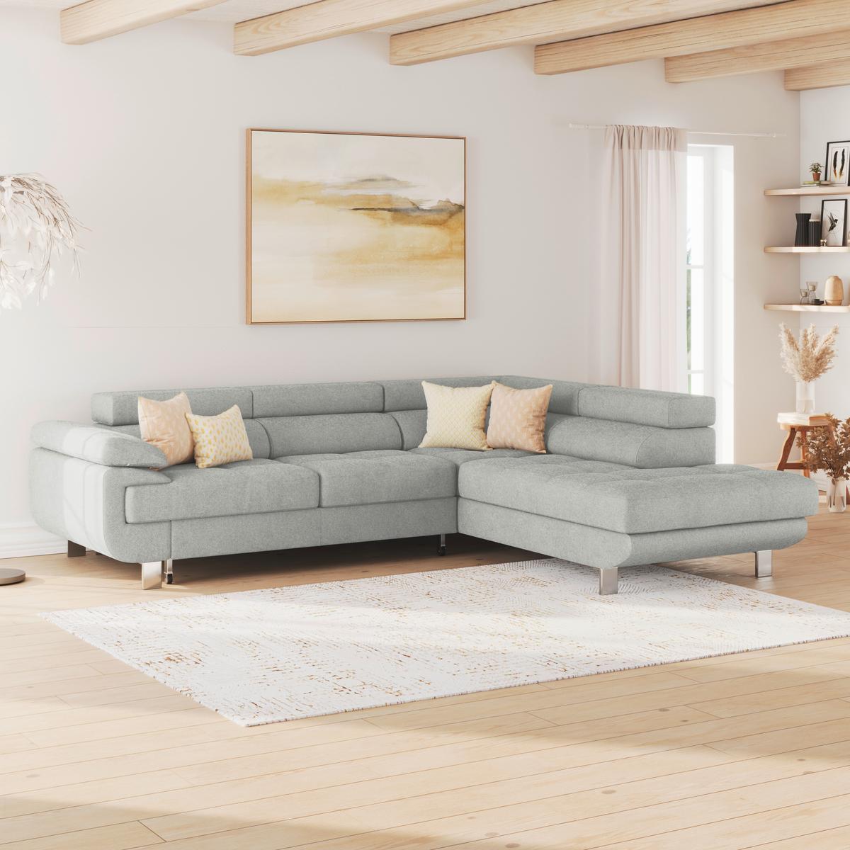 Ecksofa Savona - Hellgrau, MODERN, Textil (270/230cm) - Ondega