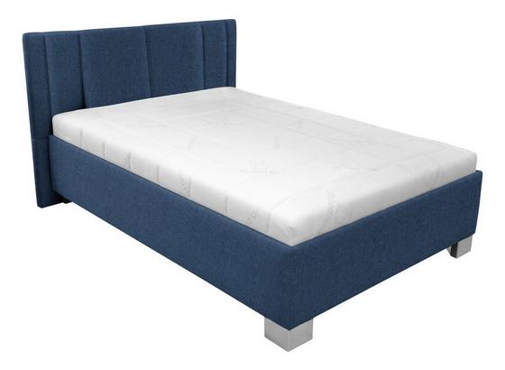 Čalúnená Posteľ 120x200 - biela/tmavomodrá, drevo/textil (214/149/97cm) Čalúnená Posteľ 120x200 - biela/tmavomodrá, drevo/textil (214/149/97cm)