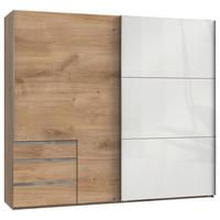Schwebetürenschrank Mit Laden B:250cm Level Weiß/eiche Dekoe - Eichefarben/Weiß, MODERN, Holzwerkstoff (250/216/65cm) - MID.YOU