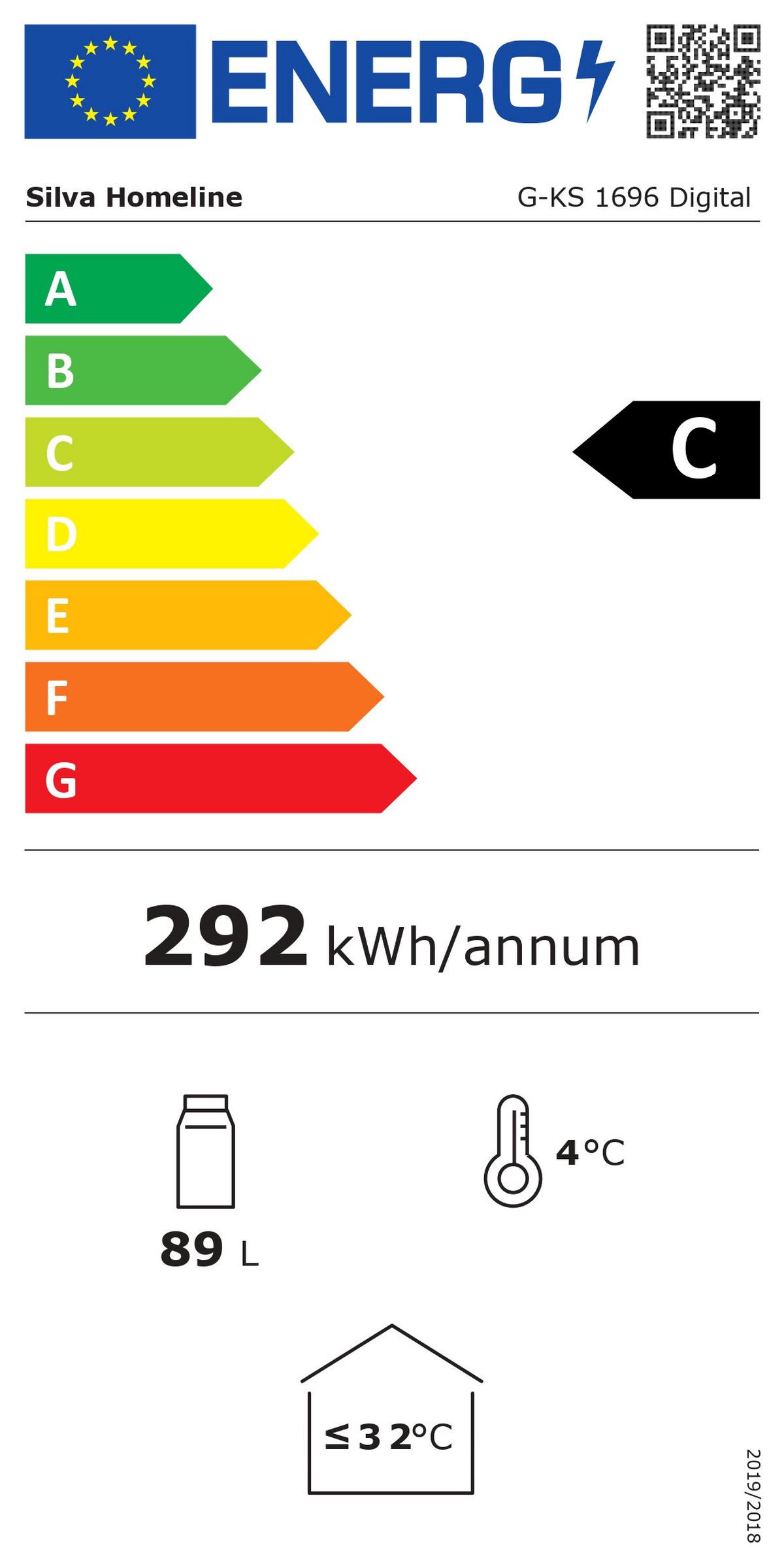 Getränkekühlschrank G-Ks 1696 Schwarz - Weiß, Basics, Glas/Kunststoff (48/85/43cm) - Silva Homeline