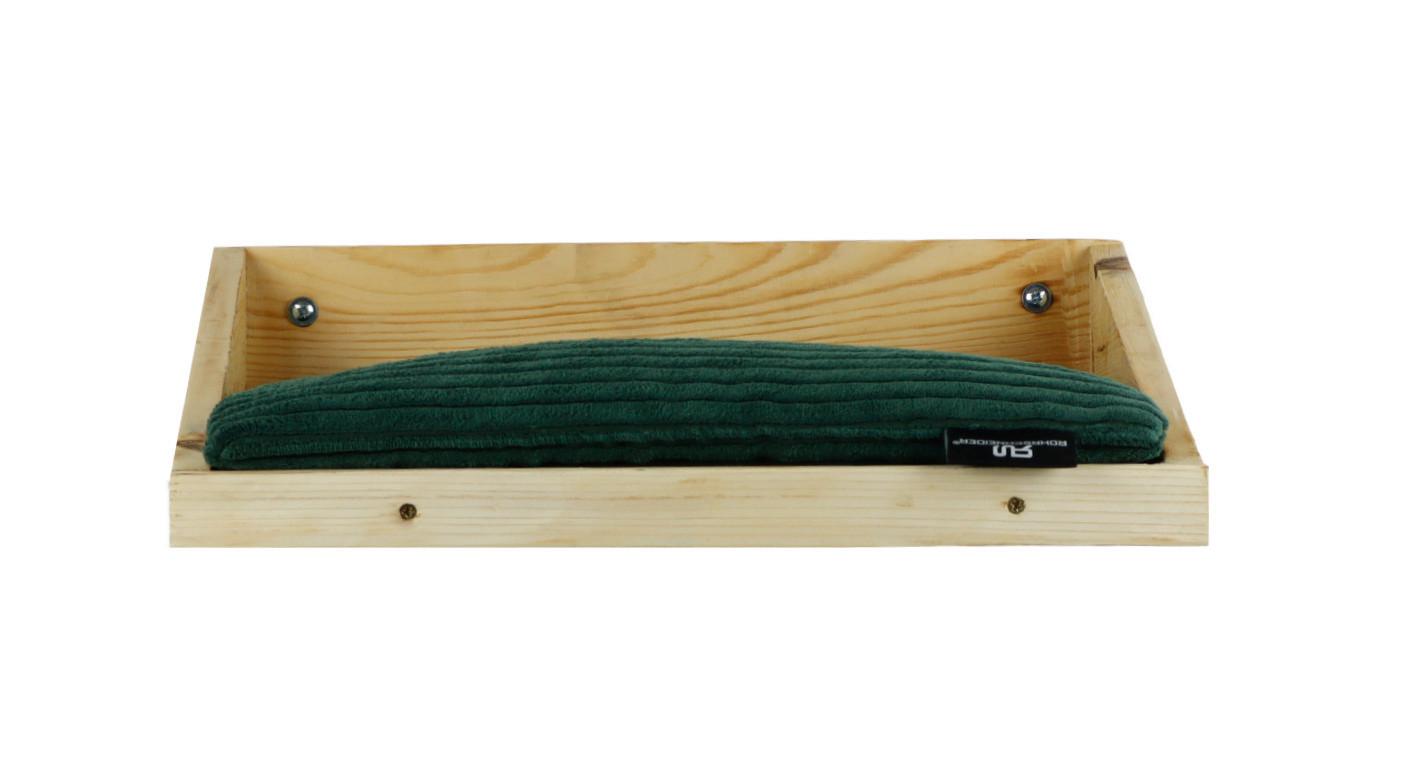 Katzen-Hängesessel Mulde Natur Bezug: Grün, L: 40 cm - Kieferfarben/Grün, Basics, Holz/Textil (40/28/15cm)