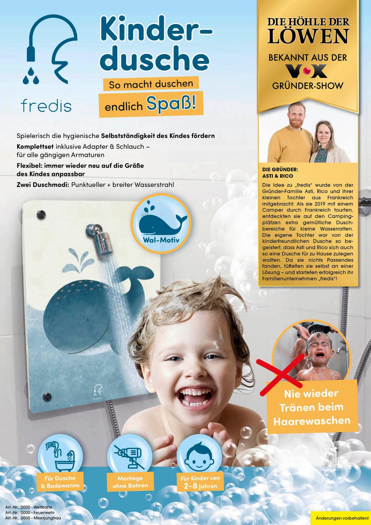 Kinderdusche Fredis Kinderdusche Wal - Blau/Weiß, Basics, Kunststoff (30/4,5/40cm)