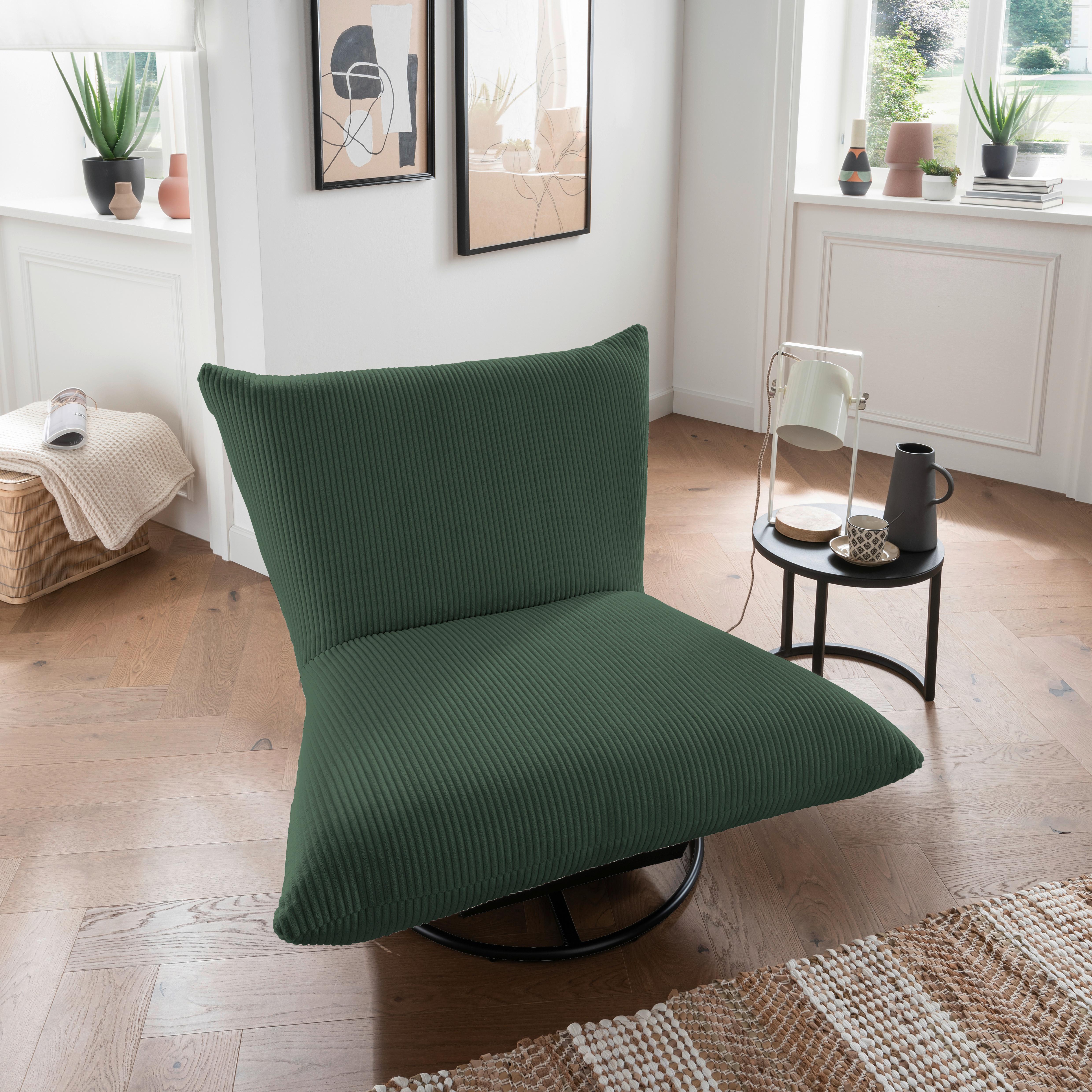 Relaxsessel Cremona Dunkelgrün B: 100 cm - Dunkelgrün/Schwarz, Design, Textil (100/78/96cm) - Livetastic