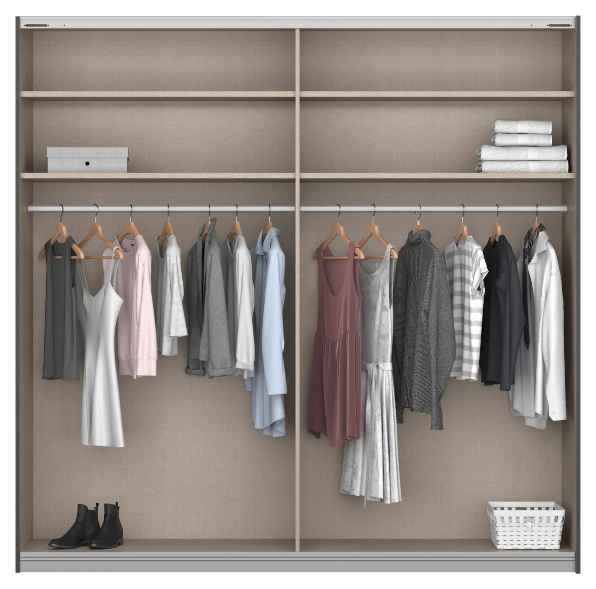 Schwebetürenschrank M. Spiegel 226cm Belluno, Grau Metallic - Grau, MODERN, Holzwerkstoff (226/230/62cm) - Rauch Möbel