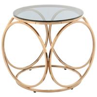Beistelltisch Whitney 225 Grau/rosegold B: 50 Cm - Roségold/Grau, Design, Glas/Metall (50/50/52cm) - Kayoom