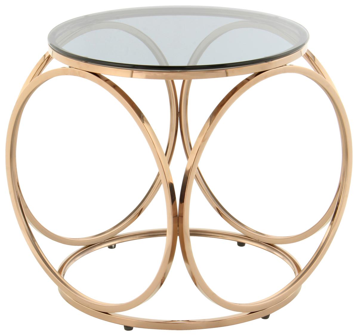Beistelltisch Whitney 225 Grau/rosegold B: 50 Cm - Roségold/Grau, Design, Glas/Metall (50/50/52cm) - Kayoom