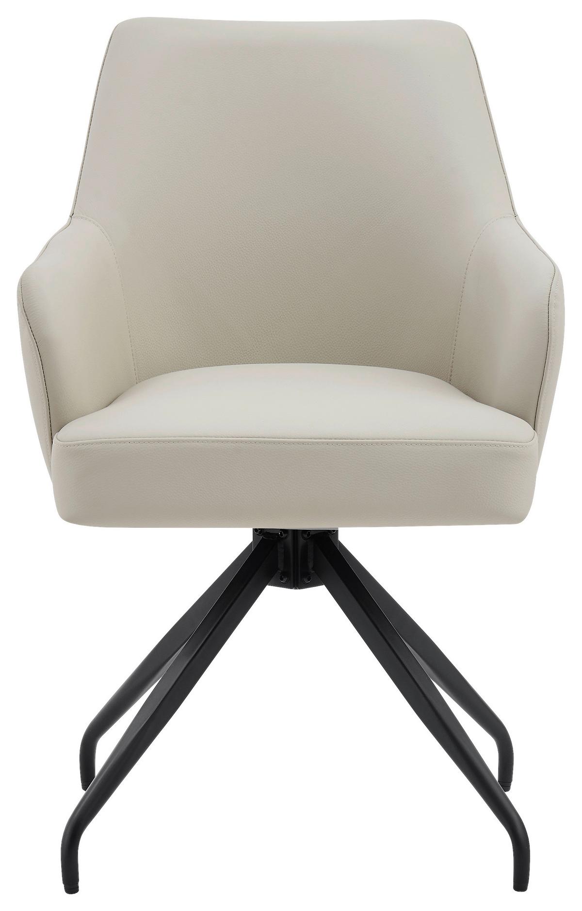 Armlehnstuhl Janette Schwarz/Beige B: 57,5 cm - Beige/Schwarz, MODERN, Leder/Holz (57,5/83,5/63cm) - Livetastic