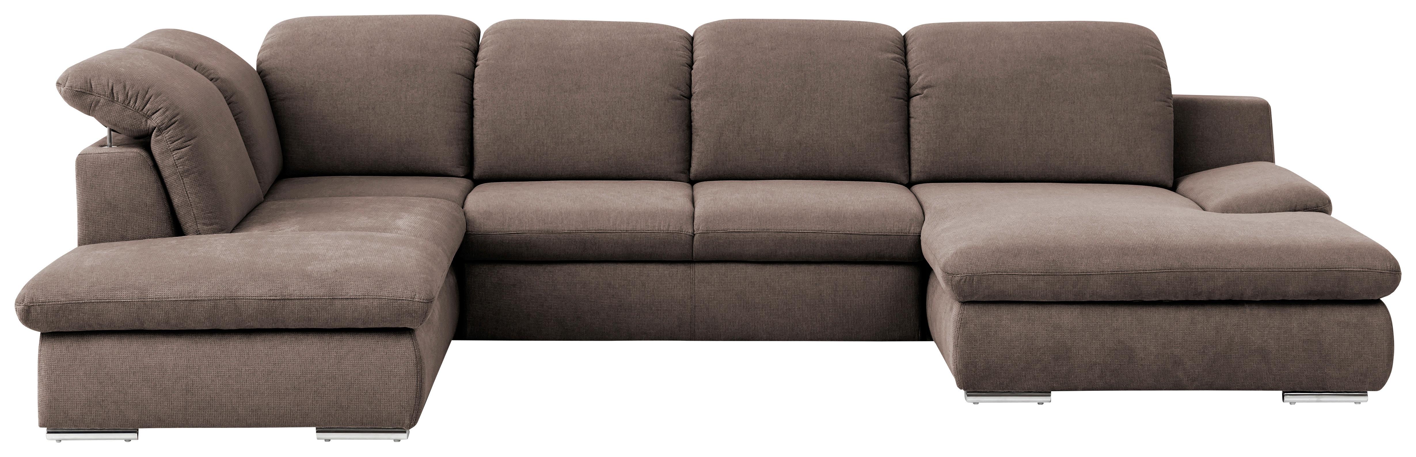 Wohnlandschaft Isona Taupe Chenille - Taupe/Chromfarben, Design, Textil (212/353/165cm) - Livetastic