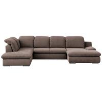 Wohnlandschaft Isona Taupe Chenille - Taupe/Chromfarben, Design, Textil (212/353/165cm) - Livetastic
