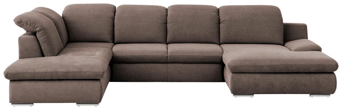 Wohnlandschaft Isona Taupe Chenille - Taupe/Chromfarben, Design, Textil (212/353/165cm) - Livetastic
