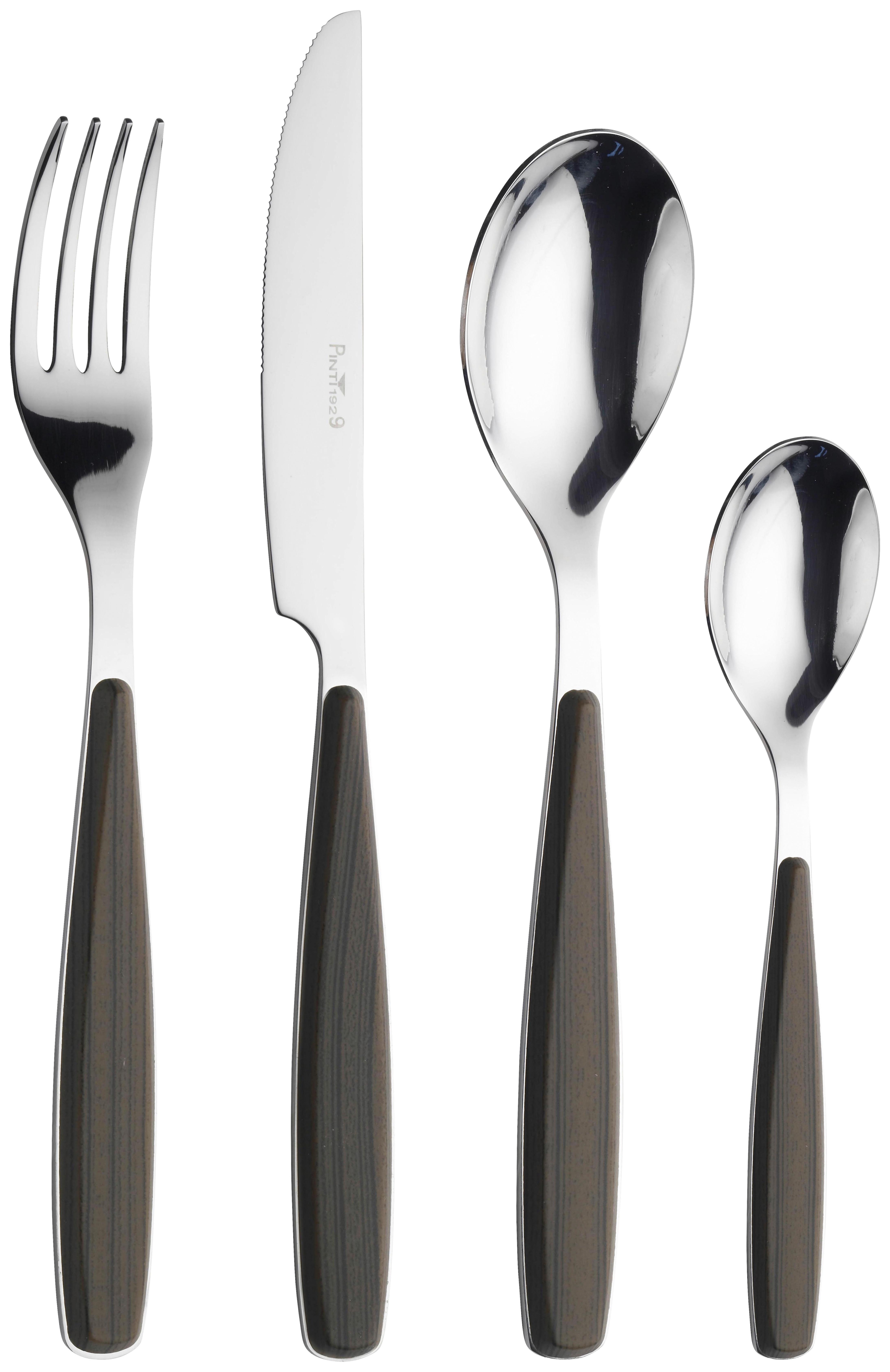 Besteckset Riva Wenghe, 16--teilig. - Edelstahlfarben/Dunkelbraun, Basics, Kunststoff/Metall - Pintinox