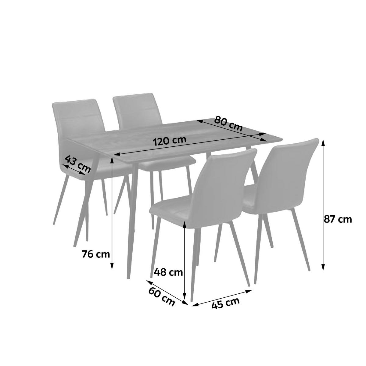 Essgruppe Morgan 5-Teilig Metall/ Textil Grau/Schwarz - Schwarz/Grau, MODERN, Textil/Metall - MID.YOU