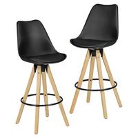 Barhocker Lima Schwarz Matt 2er-Set - Eichefarben/Schwarz, Design, Holz/Kunststoff (49/113/49cm) - MID.YOU