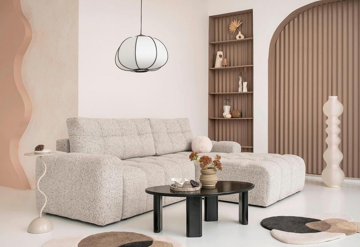 Ecksofa Lulu Taupe S: 268x184cm - Taupe/Schwarz, Design, Textil (268/184cm) - MID.YOU