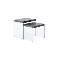 Beistelltisch 2er-set Elementary Dunkelbraun - Klar/Dunkelbraun, Basics, Glas/Holzwerkstoff - Kayoom