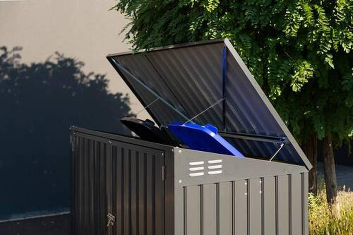 Box na odpadkové koše 240l, 5x3, kov - tmavě šedá, Basics, kov (172/131/100cm)