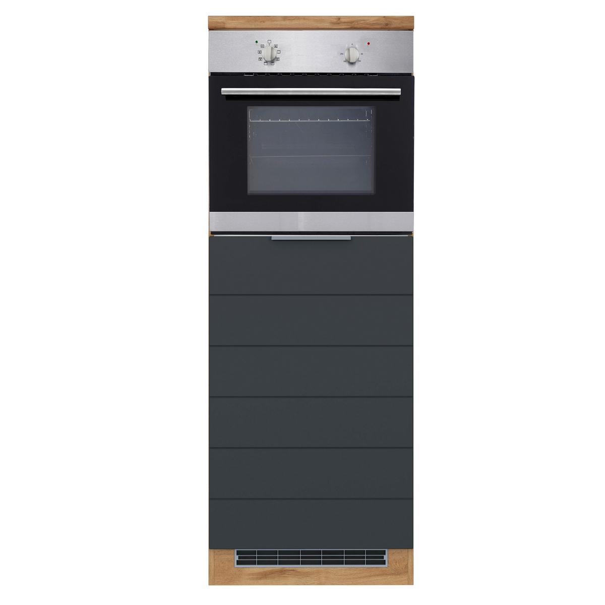 Backofen-/Kühlschrank- Umbauschrank Florenz B: 60 cm - Eiche Wotan/Grau, Design, Holzwerkstoff (60/166/60cm) - Held
