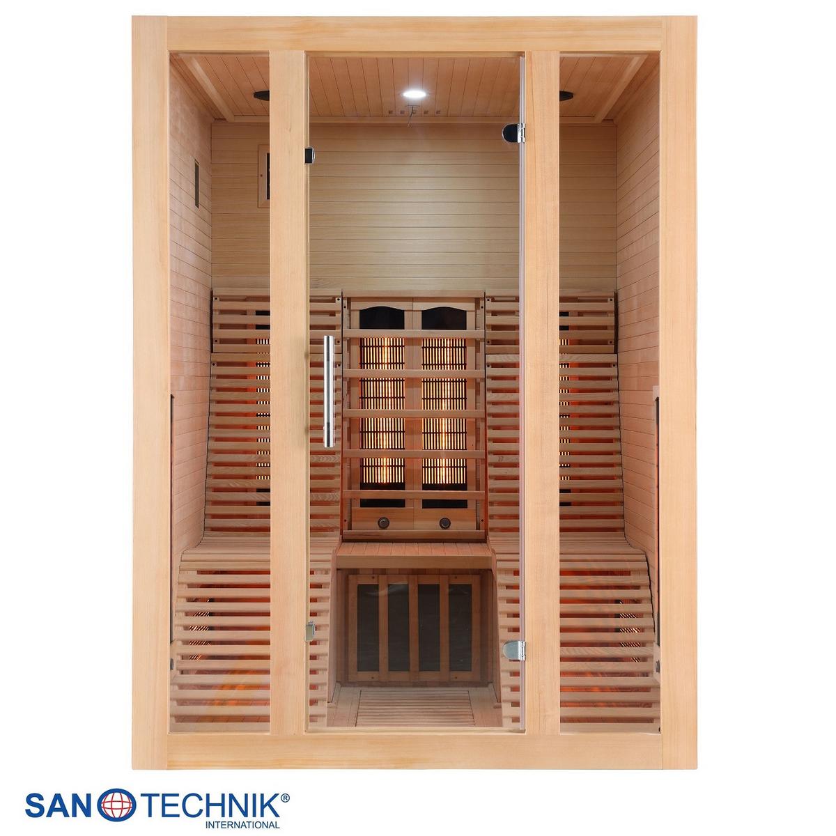 Infrarotkabine 2 Personen BHT: 150x200x150 cm + Glastür - Braun, Basics, Holz (150/200/150cm) - Sanotechnik