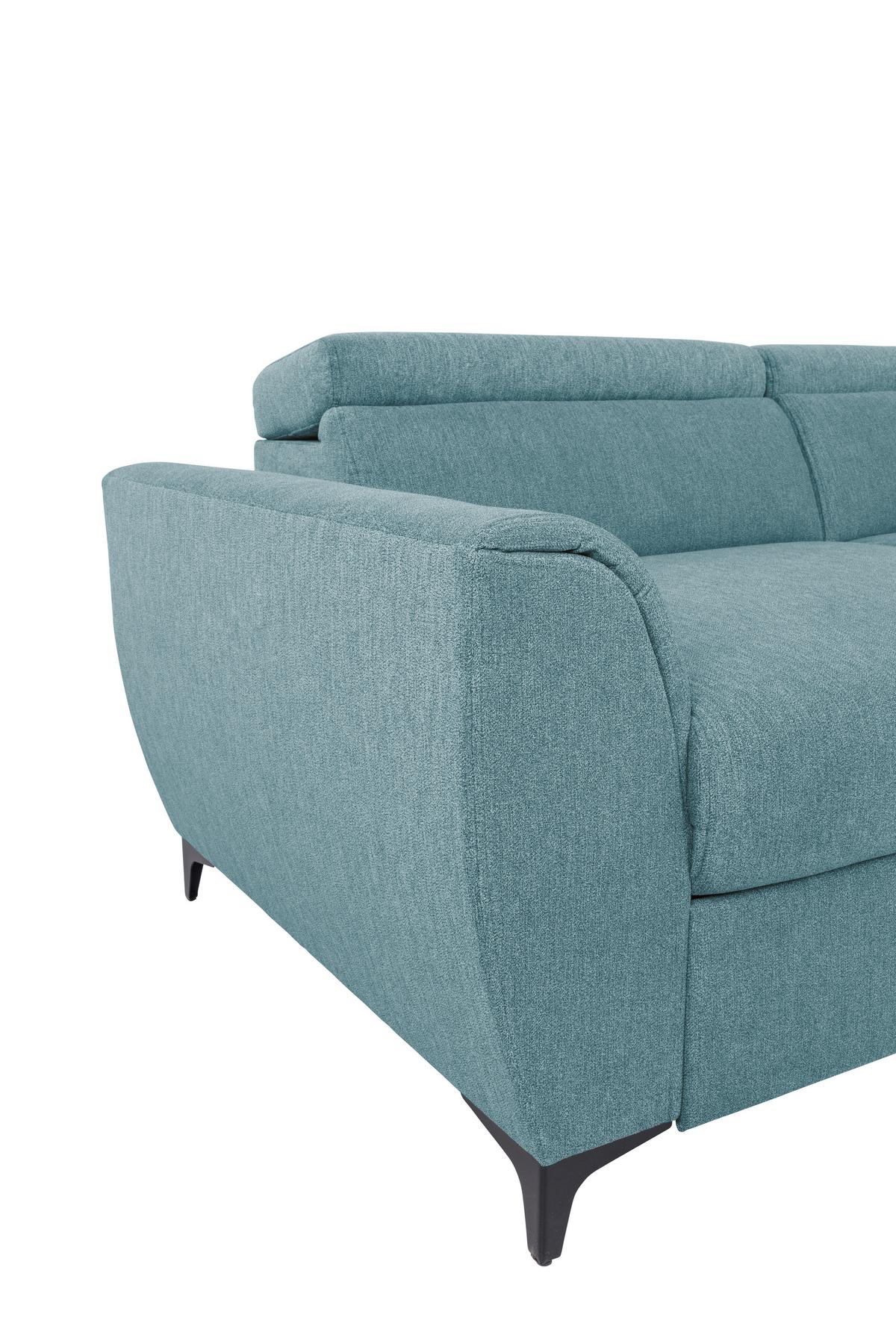 Ecksofa Mit Schlaffunktion & Bettkasten Lapis Petrol - Petrol/Schwarz, KONVENTIONELL, Textil (255/217cm) - MID.YOU