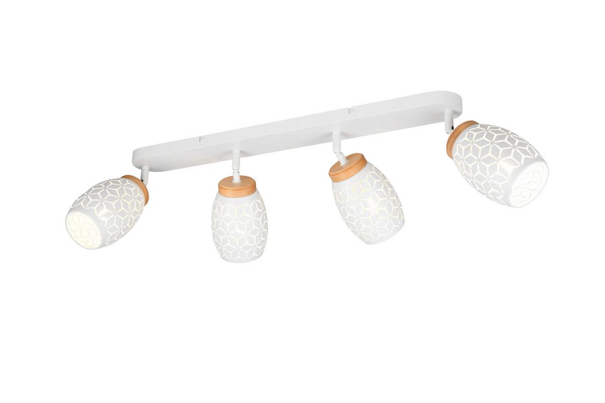 Deckenstrahler Bidar Naturfarben Weiß L: 74 Cm - Naturfarben/Weiß, Trend, Holz/Metall (74/27/12cm)