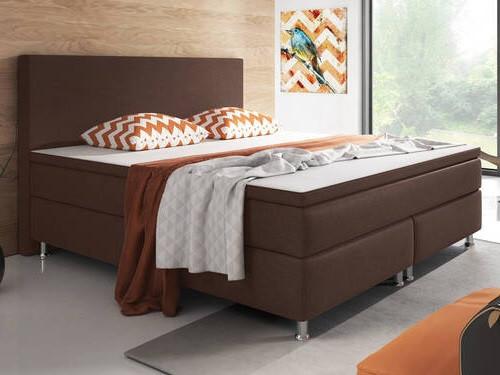 Boxspringbett Mit Topper 180x200 Cm Berlin - Silberfarben/Braun, KONVENTIONELL, Textil (180/200cm) - MID.YOU