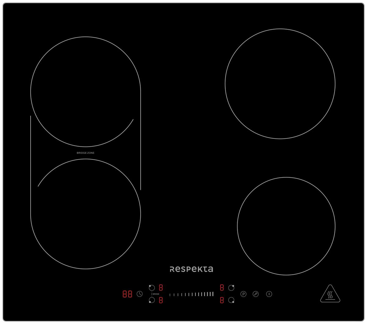 Induktionskochfeld Respekta Km6600ib-28 - Schwarz, Trend, Glas/Metall (59/6/52cm) - Respekta