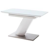Esstisch Ausziehbar Galina 120-160x80 Cm Weiß - Edelstahlfarben/Weiß, Design, Glas/Holzwerkstoff (120-160/80/76cm) - Livetastic