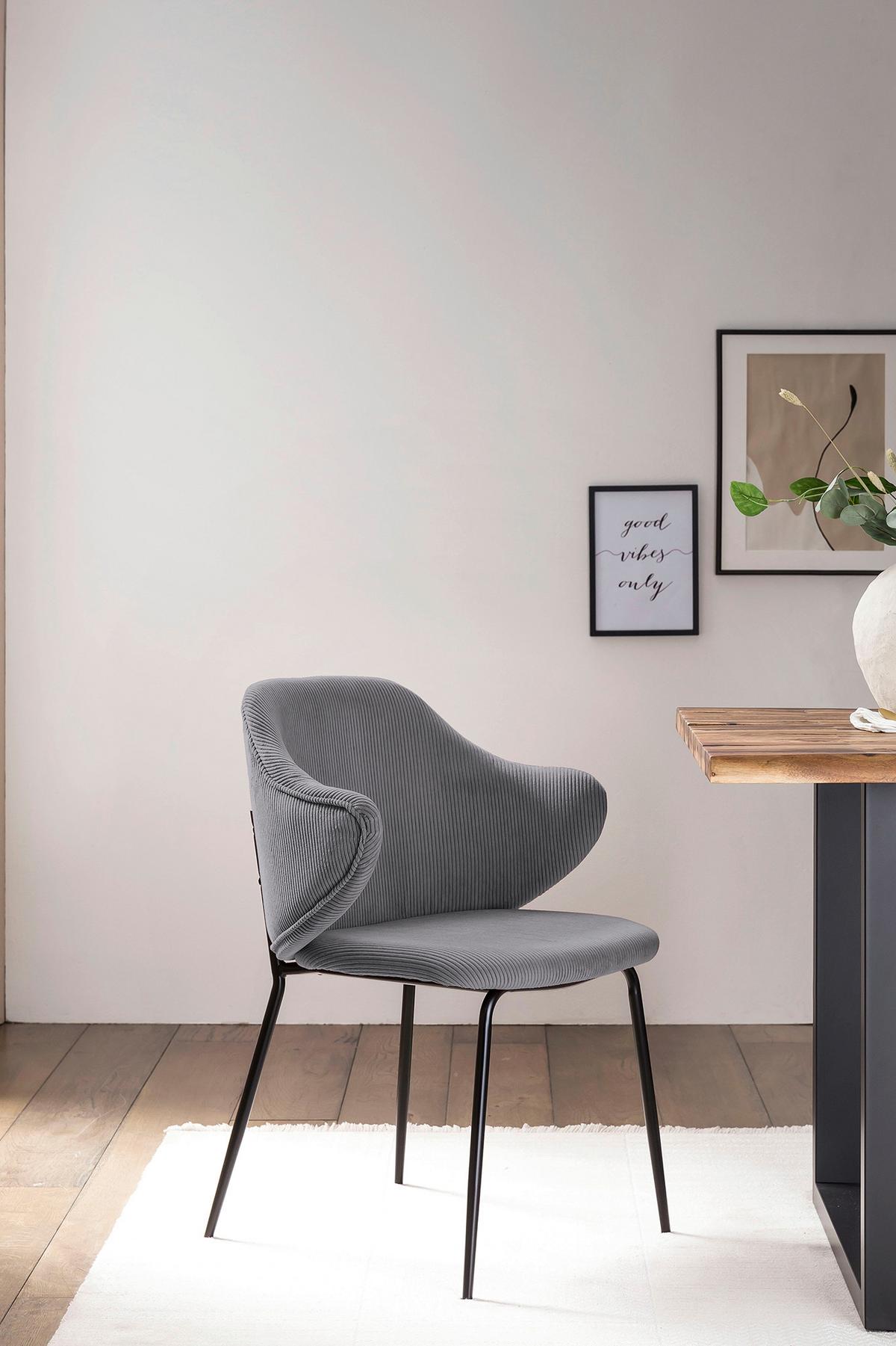 Armlehnstuhl-set Grau B: 54 Cm - Schwarz/Grau, MODERN, Textil/Metall (54/83/55cm) - Livetastic