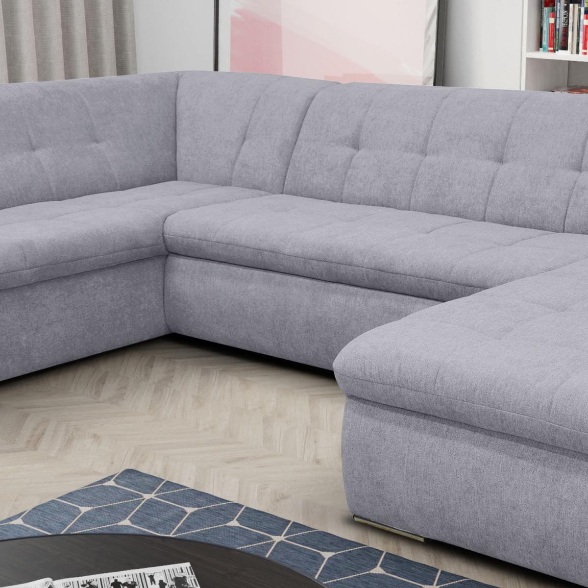 Wohnlandschaft Moric Grau Mikrofaser - Chromfarben/Grau, KONVENTIONELL, Textil (216/353/172cm) - MID.YOU