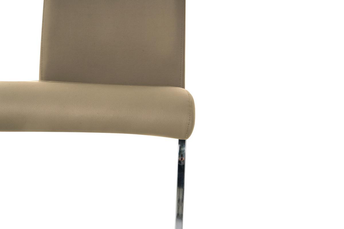 Stuhl-set Lederlook Taupe, B: 42cm - Taupe/Silberfarben, Design, Kunststoff/Textil (42/101/58cm) - Livetastic