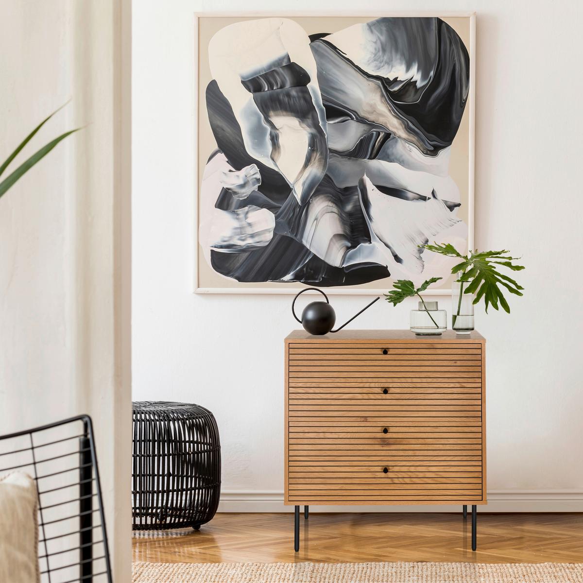 Kommode Linno K Eichefarben B: 80 cm - Eichefarben/Schwarz, MODERN, Holzwerkstoff (80/85/40cm) - MID.YOU